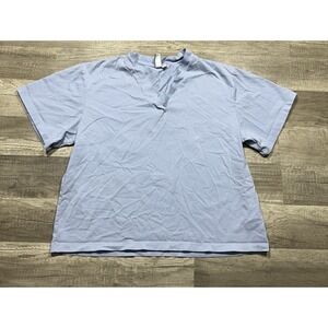 Stockholm Atelier & Other Stories Relaxed V-Neck‎ Cropped T-Shirt Size 4 Blue